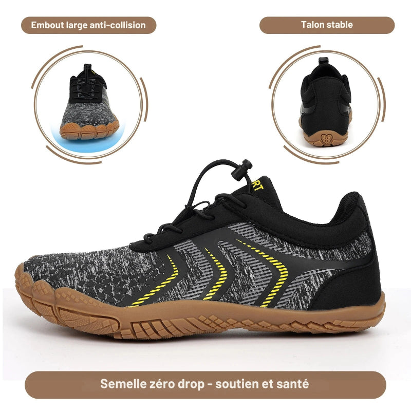 Baskets Pieds Nus Confortables et Respirantes - Unisexe gris2