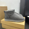 Bottes Courtes d'hiver en Suédine Doublées de Fourrure et pour Femme gris1