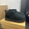 Bottes Courtes d'hiver en Suédine Doublées de Fourrure et pour Femme noir