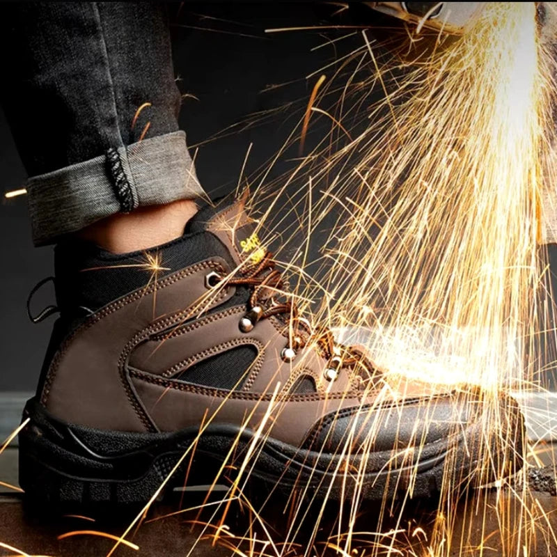 Bottes de Sécurité Légères pour Hommes - Protection Embout en Acier-marron6