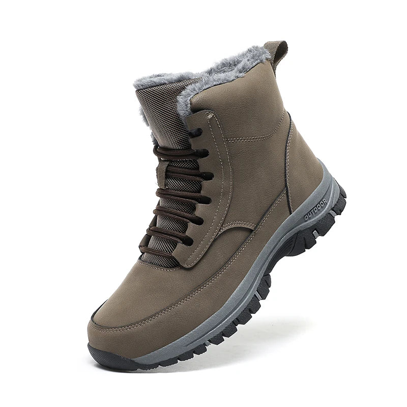 Bottes d'hiver Hautes Imperméables avec Fourrure pour femmes et hommes kaki2