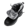Bottes d'hiver Hautes Imperméables avec Fourrure pour femmes et hommes noir3