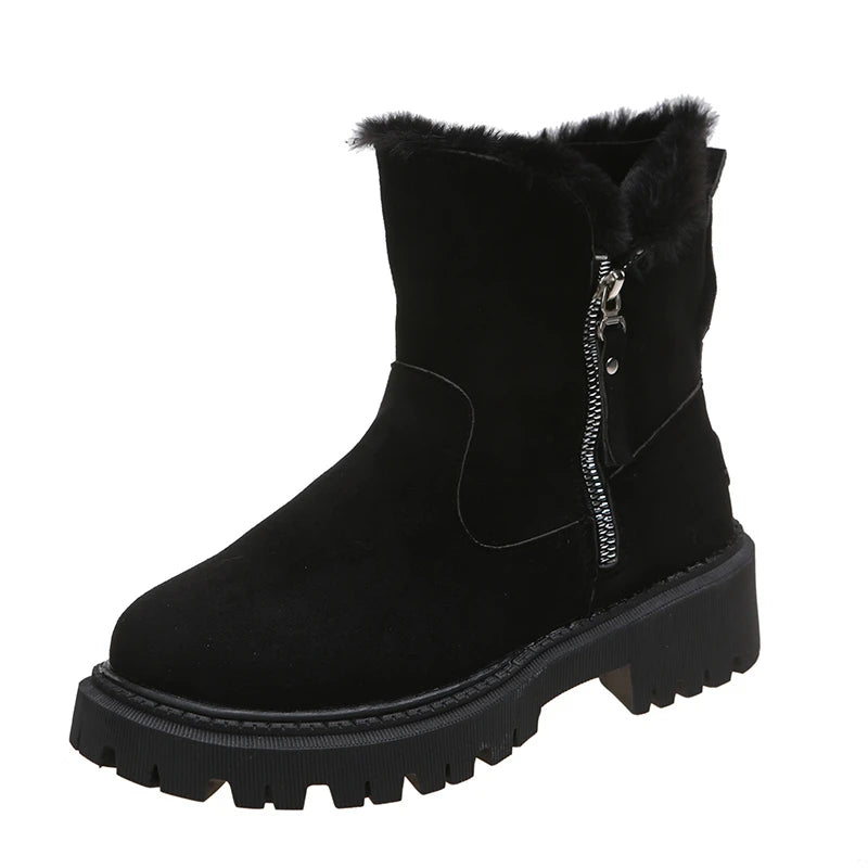 Damen-Winterstiefel mit Plüschfutter und seitlichem Reißverschluss