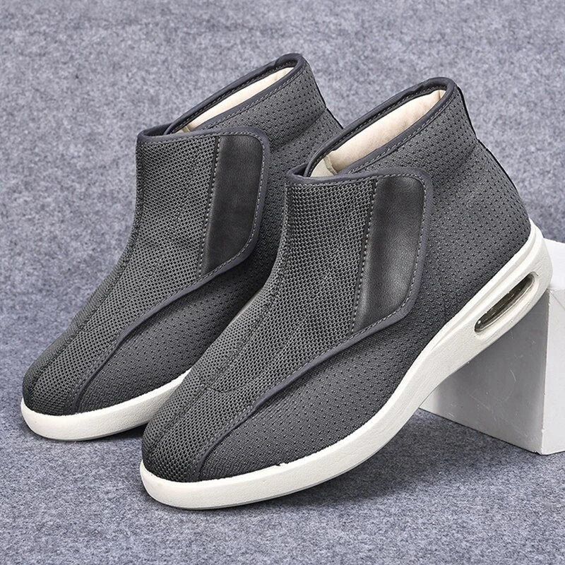 Chaussures Orthopédiques et Diabétiques Hautes Larges Personnes Agées gris foncé


