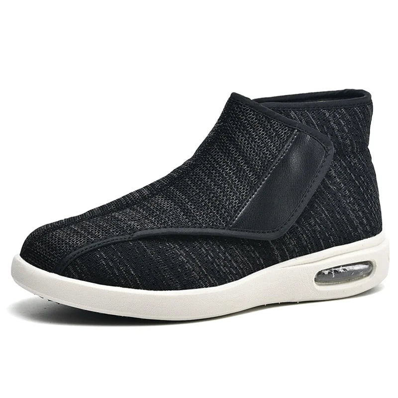 Chaussures Orthopédiques et Diabétiques Hautes Larges Personnes Agées noir et gris