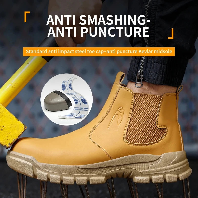 Chaussures de Soudage Anti-Étincelle – Sécurité Montante Imperméable-jaune3