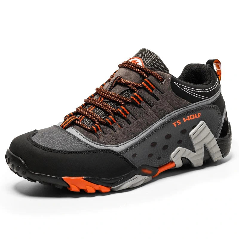 Chaussures de randonnée et d'escalade en montagne en cuir véritable gris
