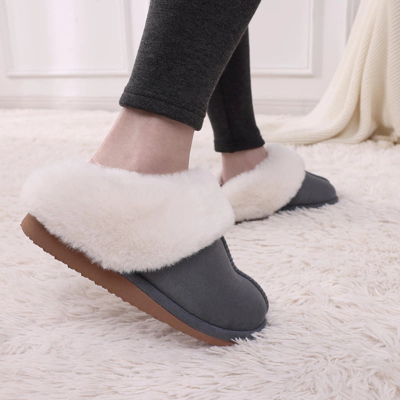 Pantoufles d'Hiver en Daim et Doublées de Fourrure - Unisexe gris2