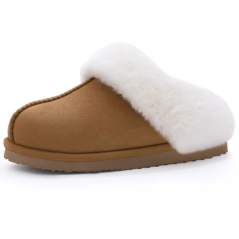 Pantoufles d'Hiver en Daim et Doublées de Fourrure - Unisexe marron1