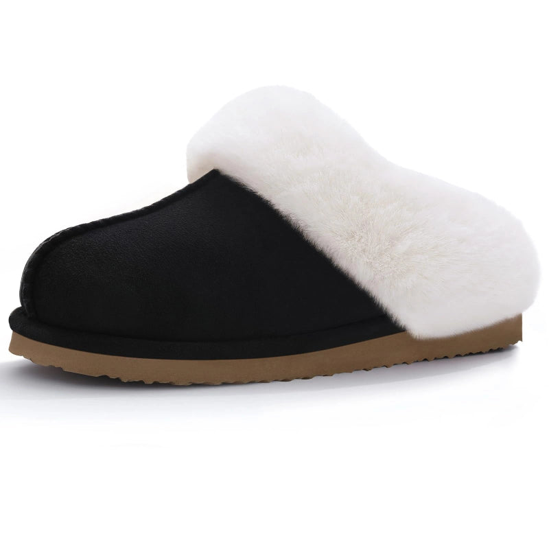 Pantoufles d'Hiver en Daim et Doublées de Fourrure - Unisexe noir