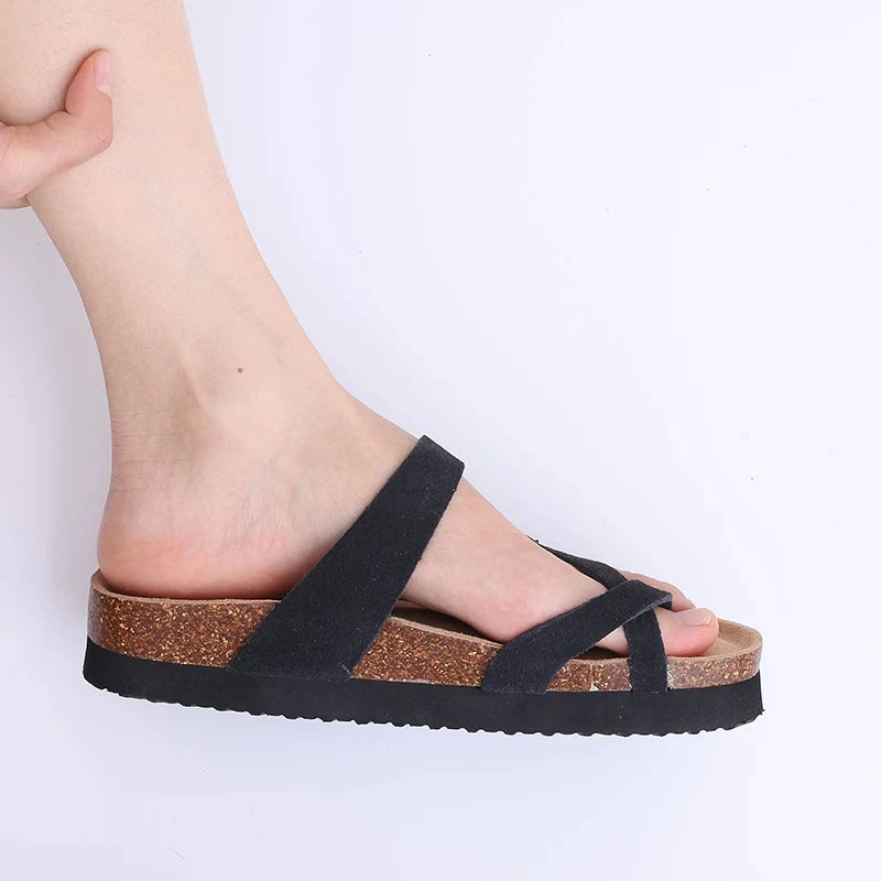 Klassische Barfußsandalen aus Kork mit optischer Sohle