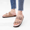 Sandales Doublees en Fourrure avec Double Bride kaki1