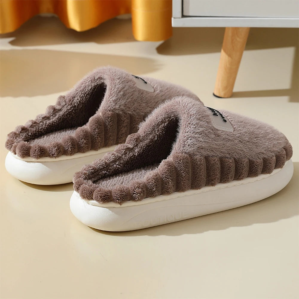 Coordinating warm plush slippers 