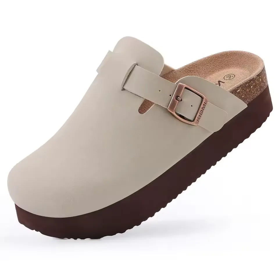 Sabots à Plateforme - Mules en Cuir avec Semelle Intérieure en Liège